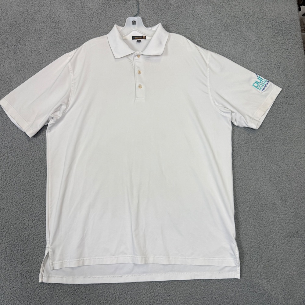 Peter Millar‎ Summer Comfort Polo Shirt Mens XL White Pebble Beach Golf XL